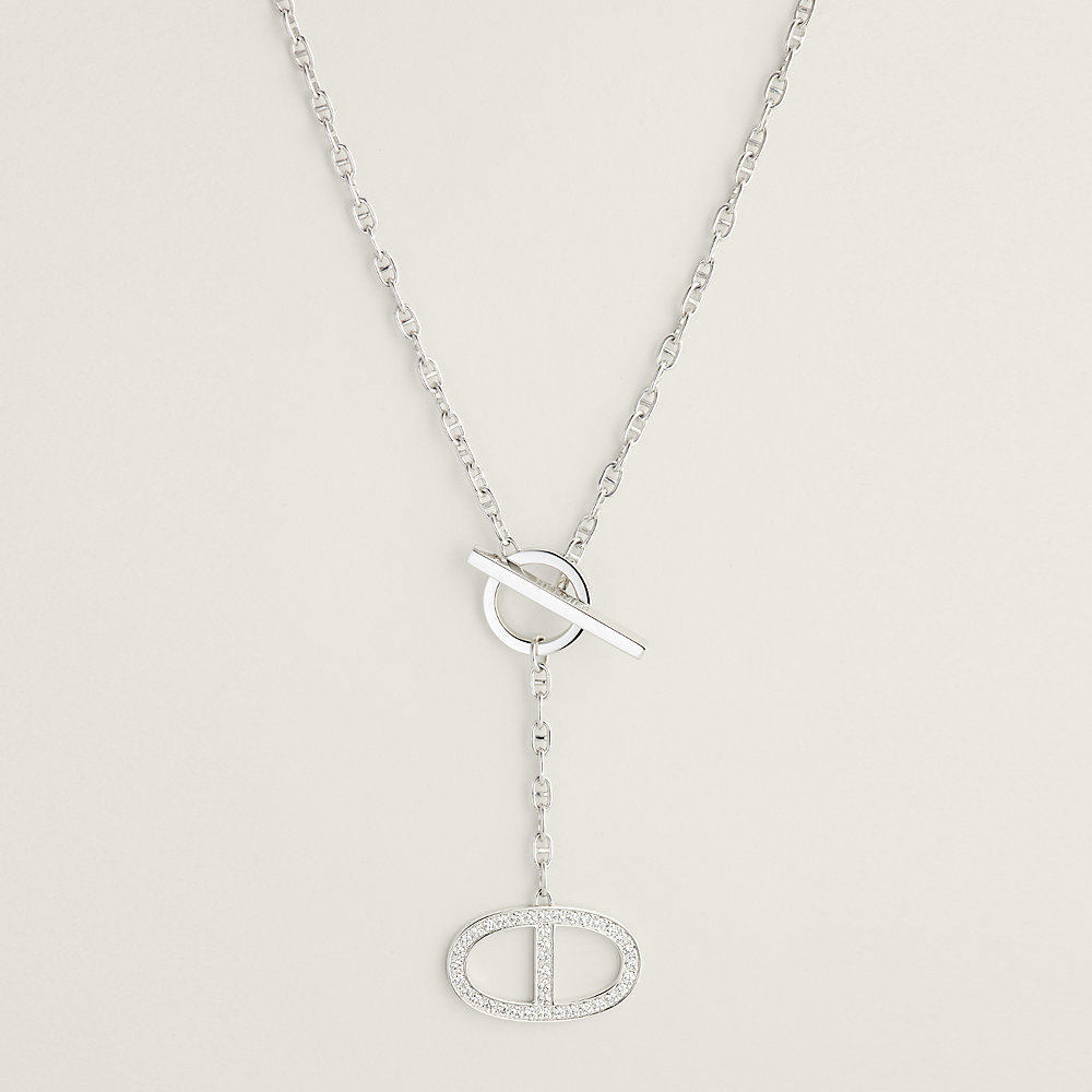 Chaine d'ancre Contour pendant, large model - White gold